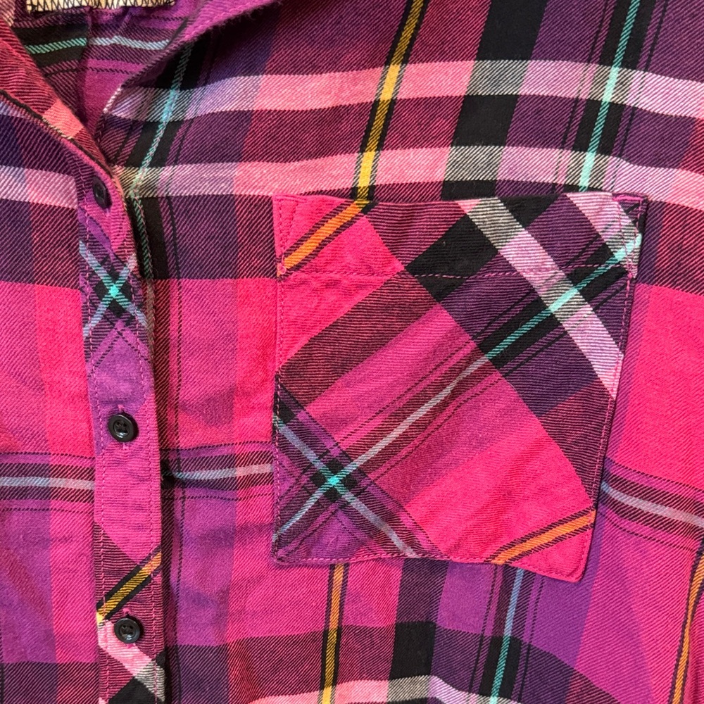 Arizona Jean Company — Plaid Flannel Button-Down in Pink and Purple - Picture 5 of 9